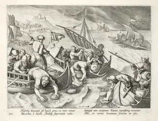 Usare spugne per raccogliere nafta dalla superficie delle onde, tavola 86, illustrazione da 
